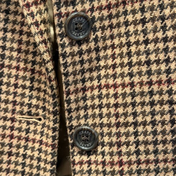 Chaps Ralph Lauren Wool Brown Houndstooth 3 Button Blazer Jacket Size 14 - Picture 2 of 8